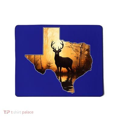 Texas Deer Hunter Forest Silhouette Texan Wildlife Lover  Mousepad