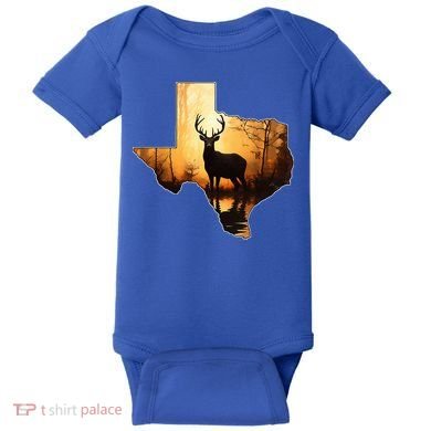 Texas Deer Hunter Forest Silhouette Texan Wildlife Lover  Baby Bodysuit