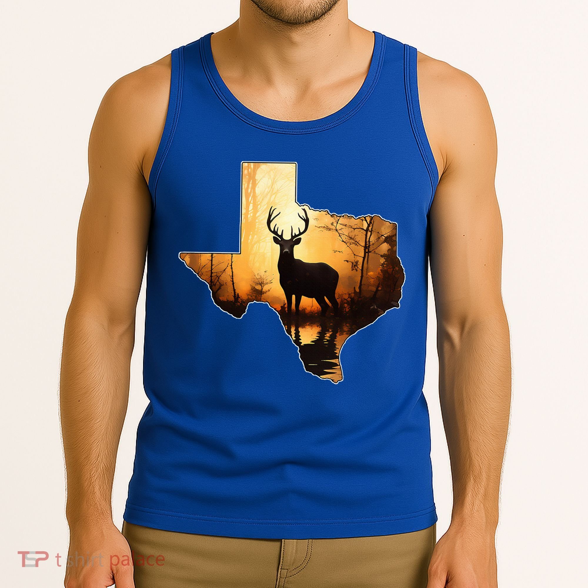 Texas Deer Hunter Forest Silhouette Texan Wildlife Lover  Tank Top
