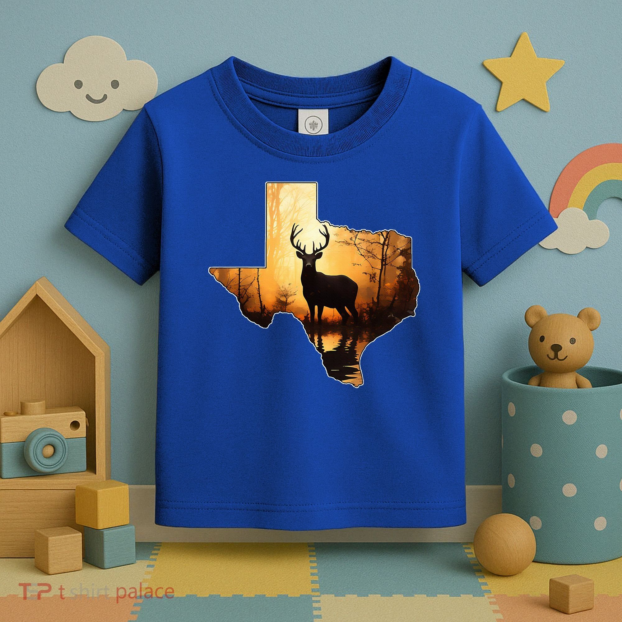 Texas Deer Hunter Forest Silhouette Texan Wildlife Lover  Toddler T-Shirt