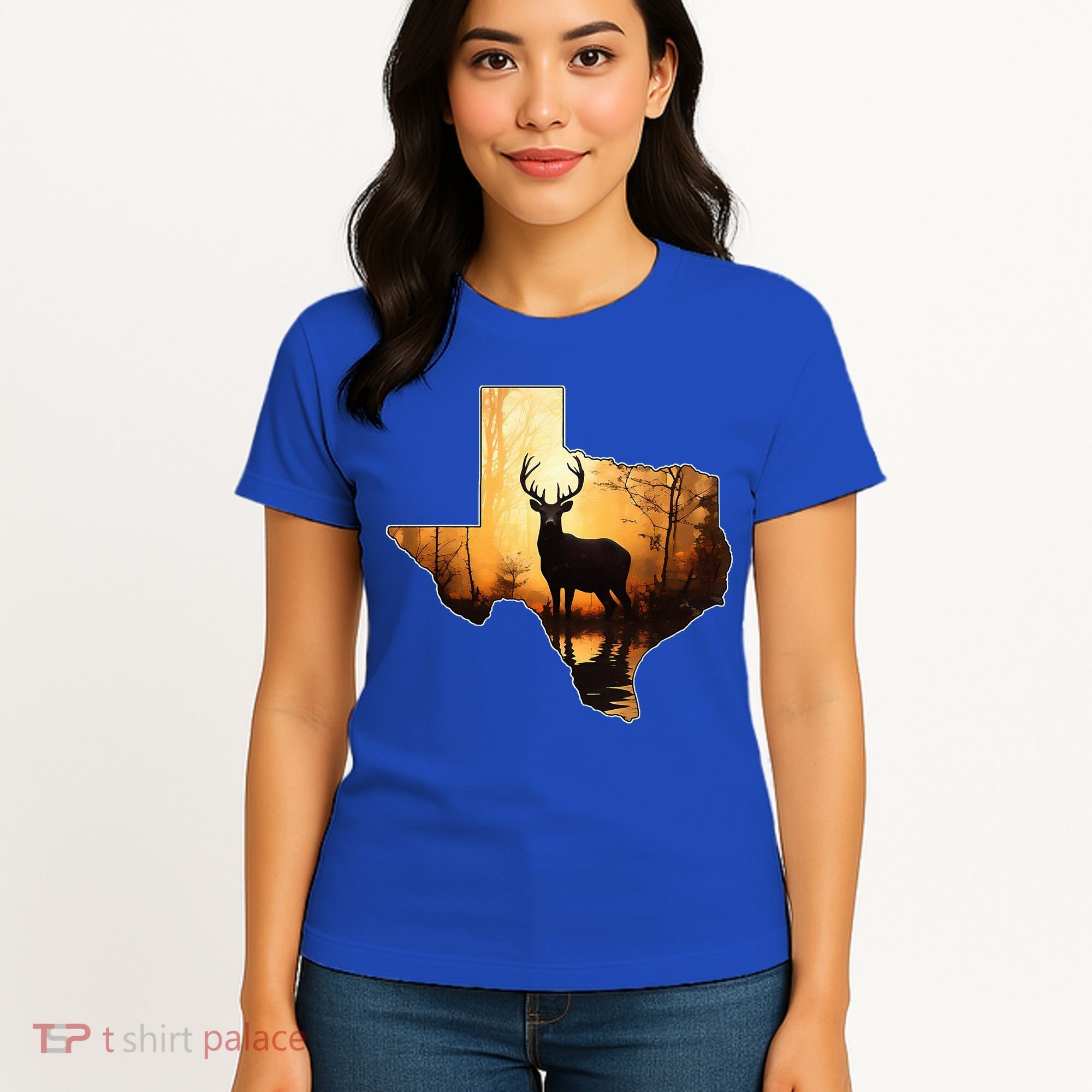 Texas Deer Hunter Forest Silhouette Texan Wildlife Lover  Women's T-Shirt