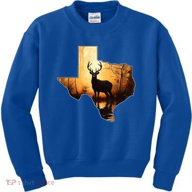 Texas Deer Hunter Forest Silhouette Texan Wildlife Lover  Kids Sweatshirt