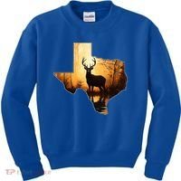 Texas Deer Hunter Forest Silhouette Texan Wildlife Lover  Kids Sweatshirt thumb 0