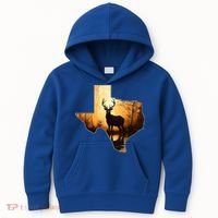 Texas Deer Hunter Forest Silhouette Texan Wildlife Lover  Kids Hoodie thumb 0