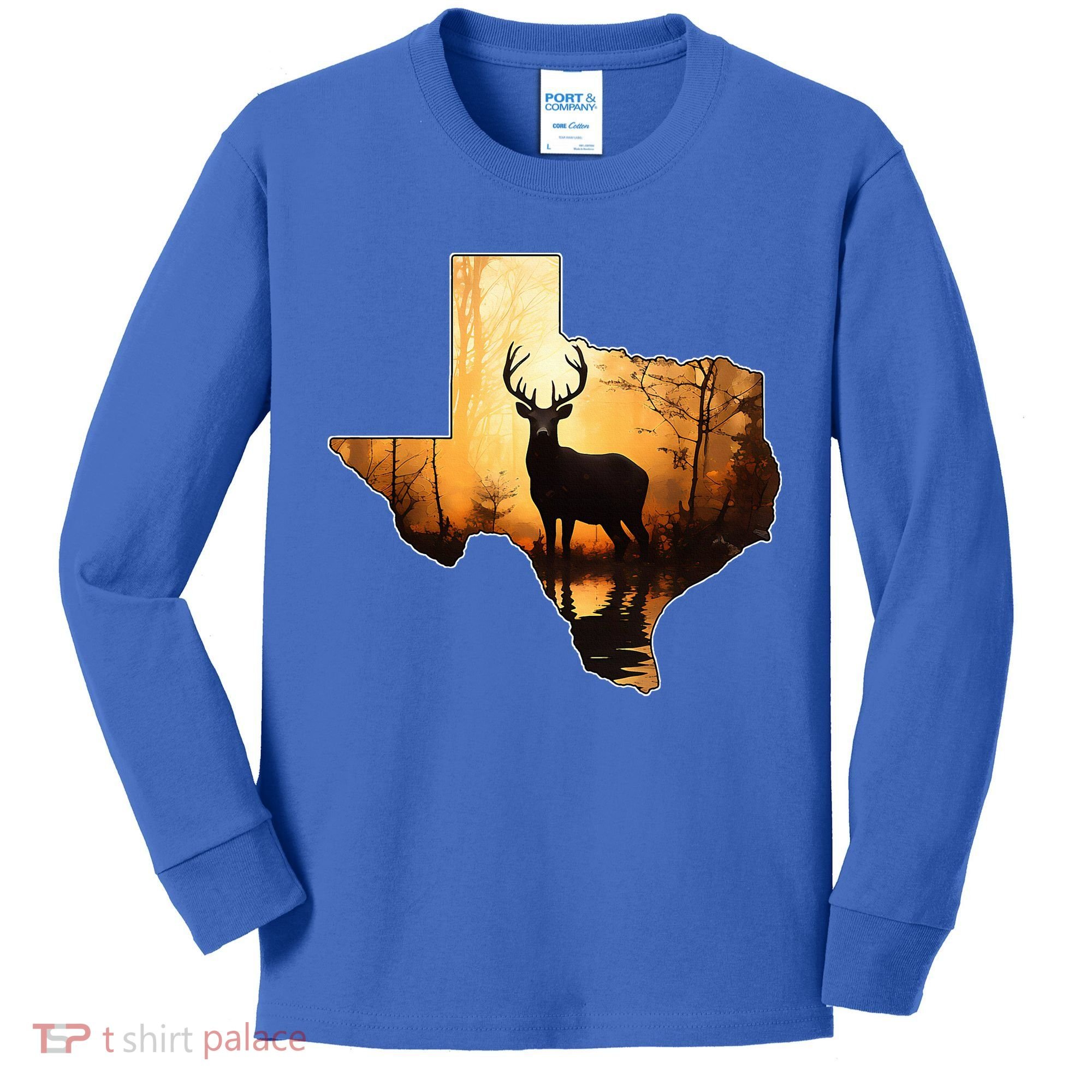 Texas Deer Hunter Forest Silhouette Texan Wildlife Lover  Kids Long Sleeve Shirt