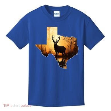 Texas Deer Hunter Forest Silhouette Texan Wildlife Lover  Kids T-Shirt