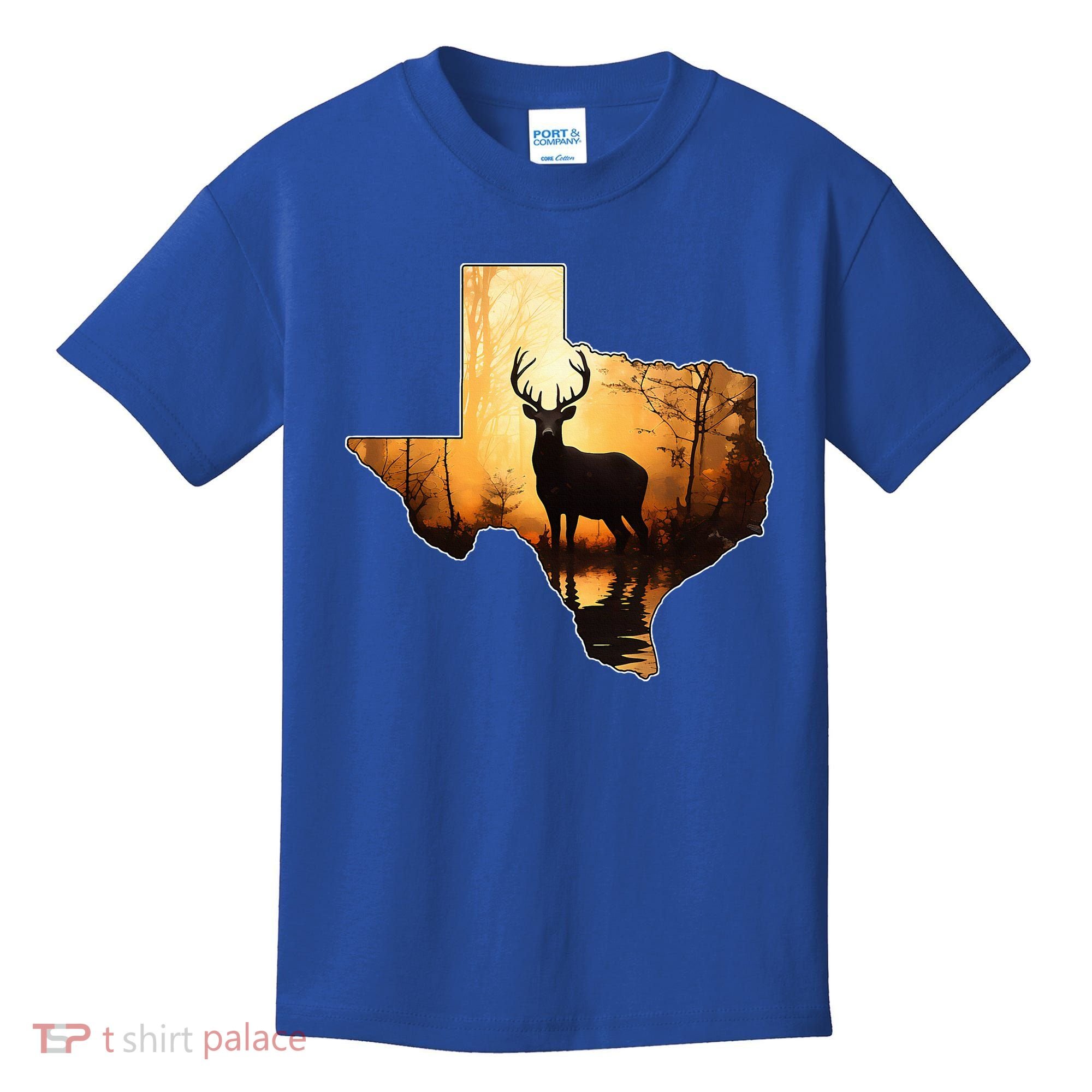 Texas Deer Hunter Forest Silhouette Texan Wildlife Lover  Kids T-Shirt