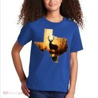 Texas Deer Hunter Forest Silhouette Texan Wildlife Lover  Kids T-Shirt thumb 2