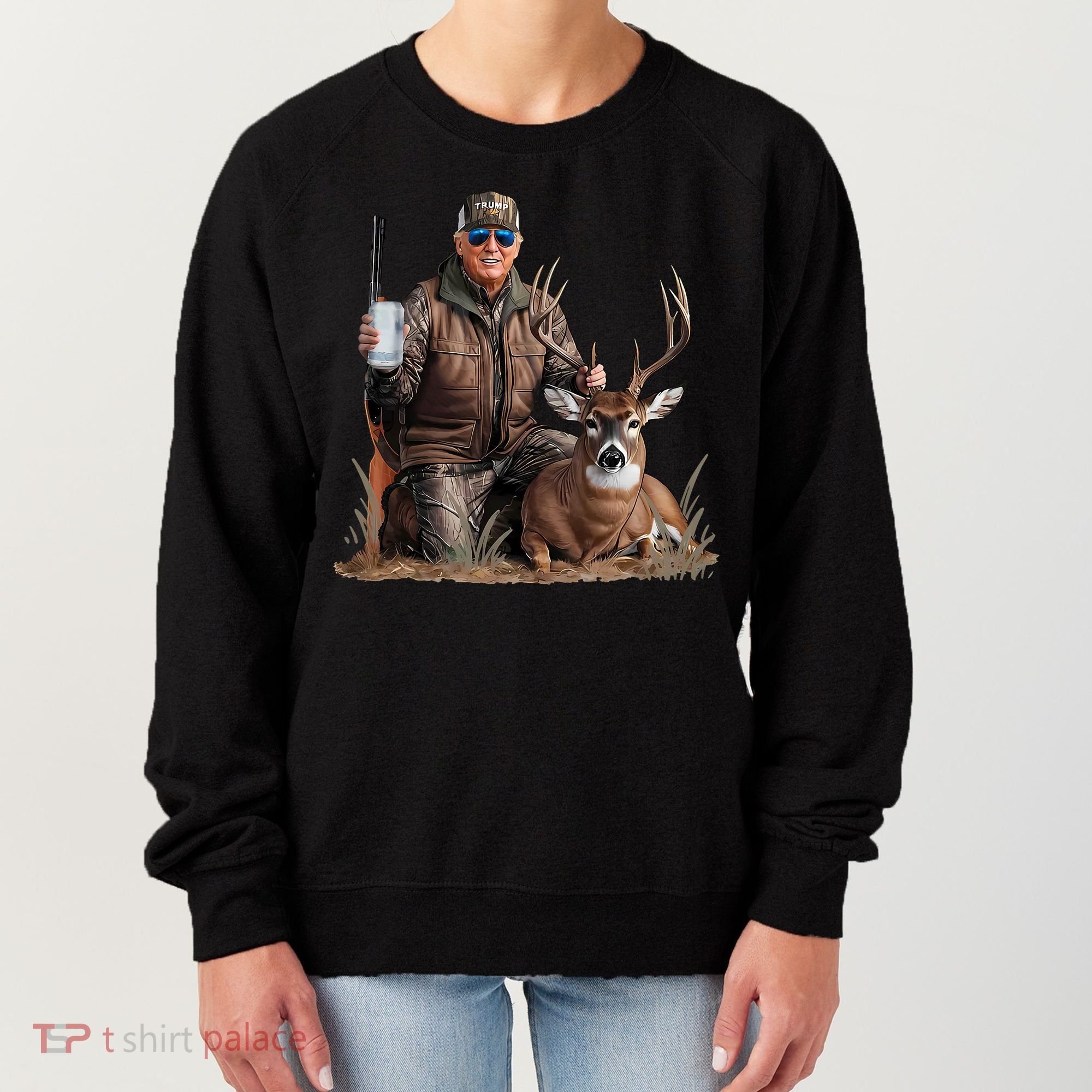 Trump Deer Hunting Donald Trump Old School Camouflage Women's Sweatshirt