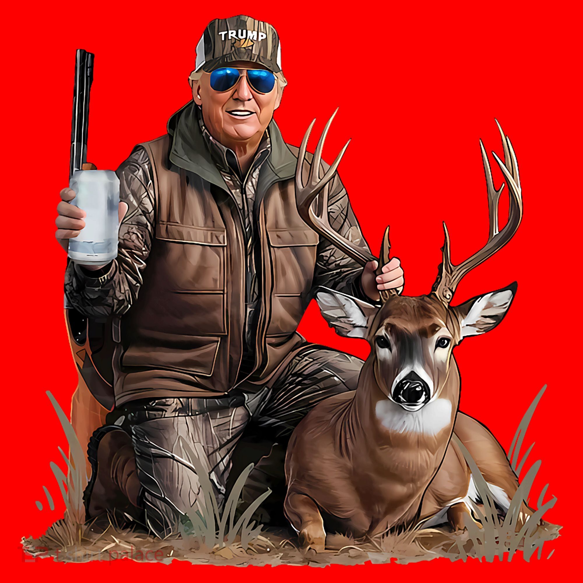 Trump Deer Hunting Donald Trump Old School Camouflage Santa Hat