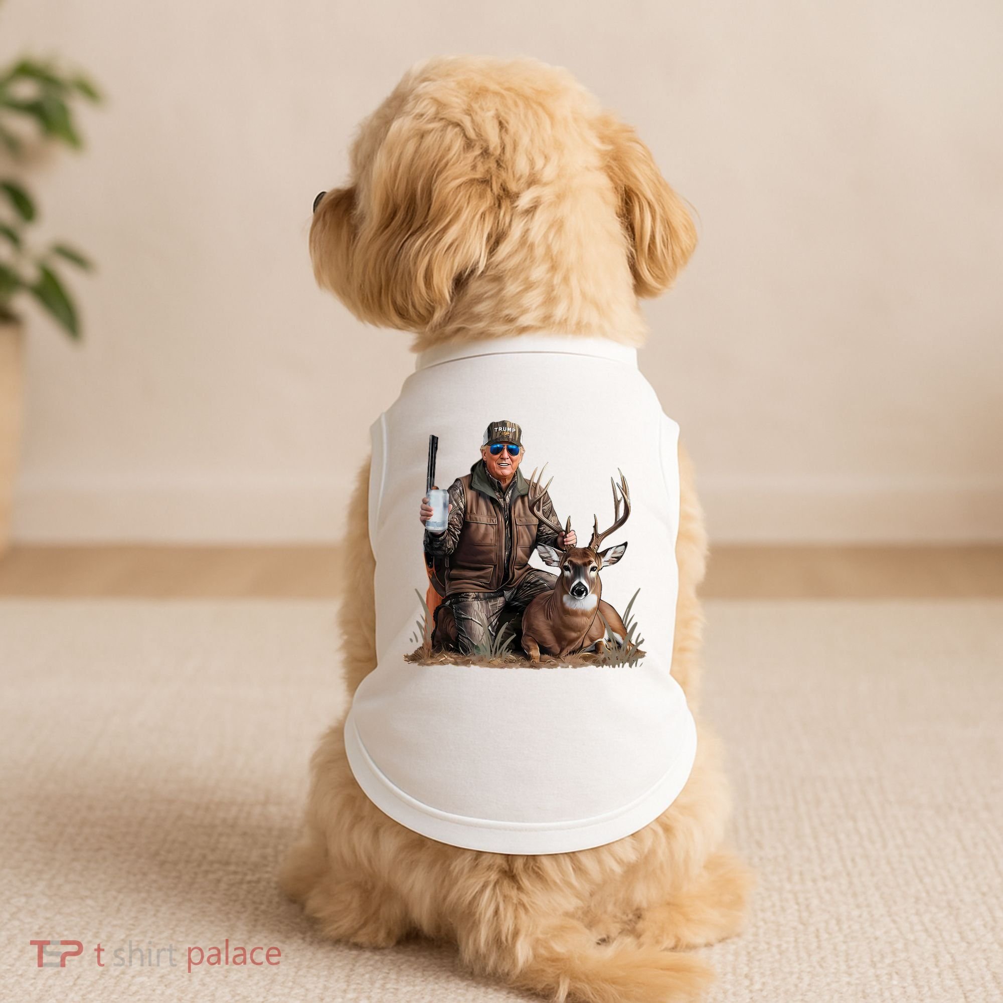 Trump Deer Hunting Donald Trump Old School Camouflage Doggie Tank