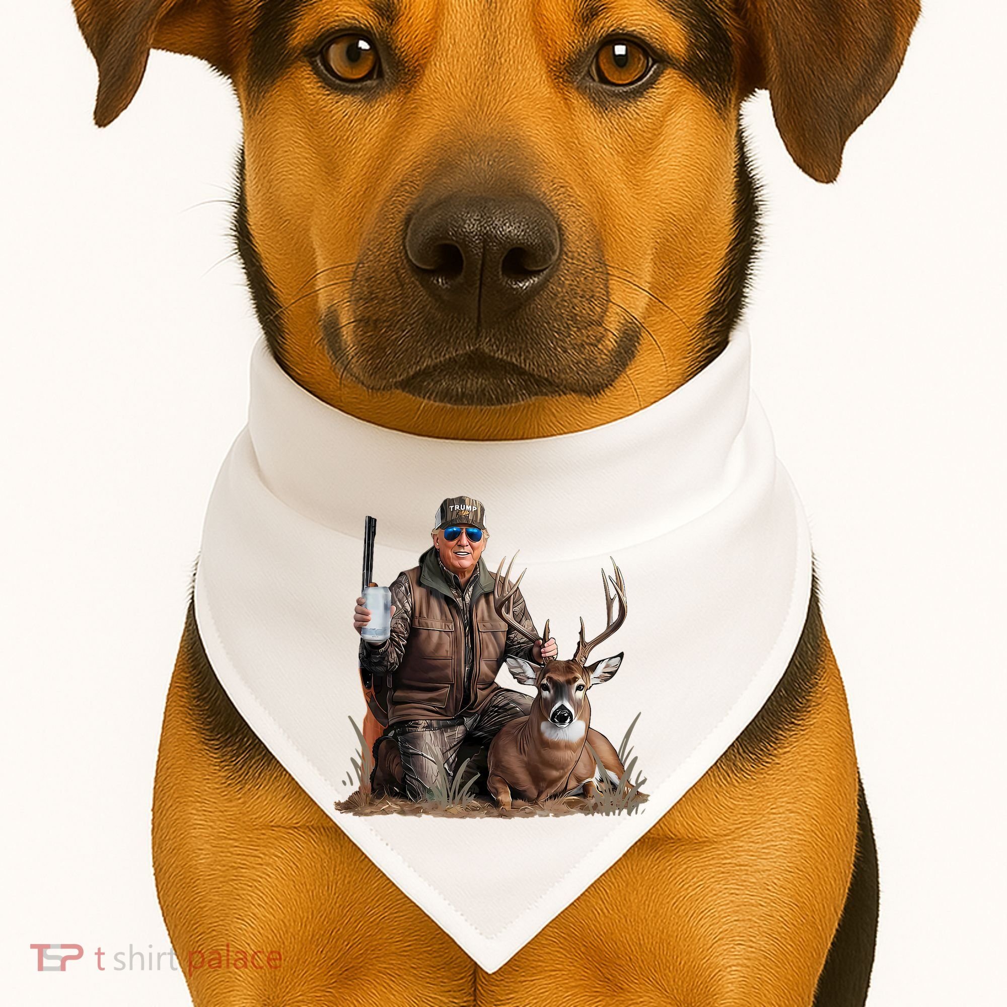 Trump Deer Hunting Donald Trump Old School Camouflage USA-Made Doggie Bandana