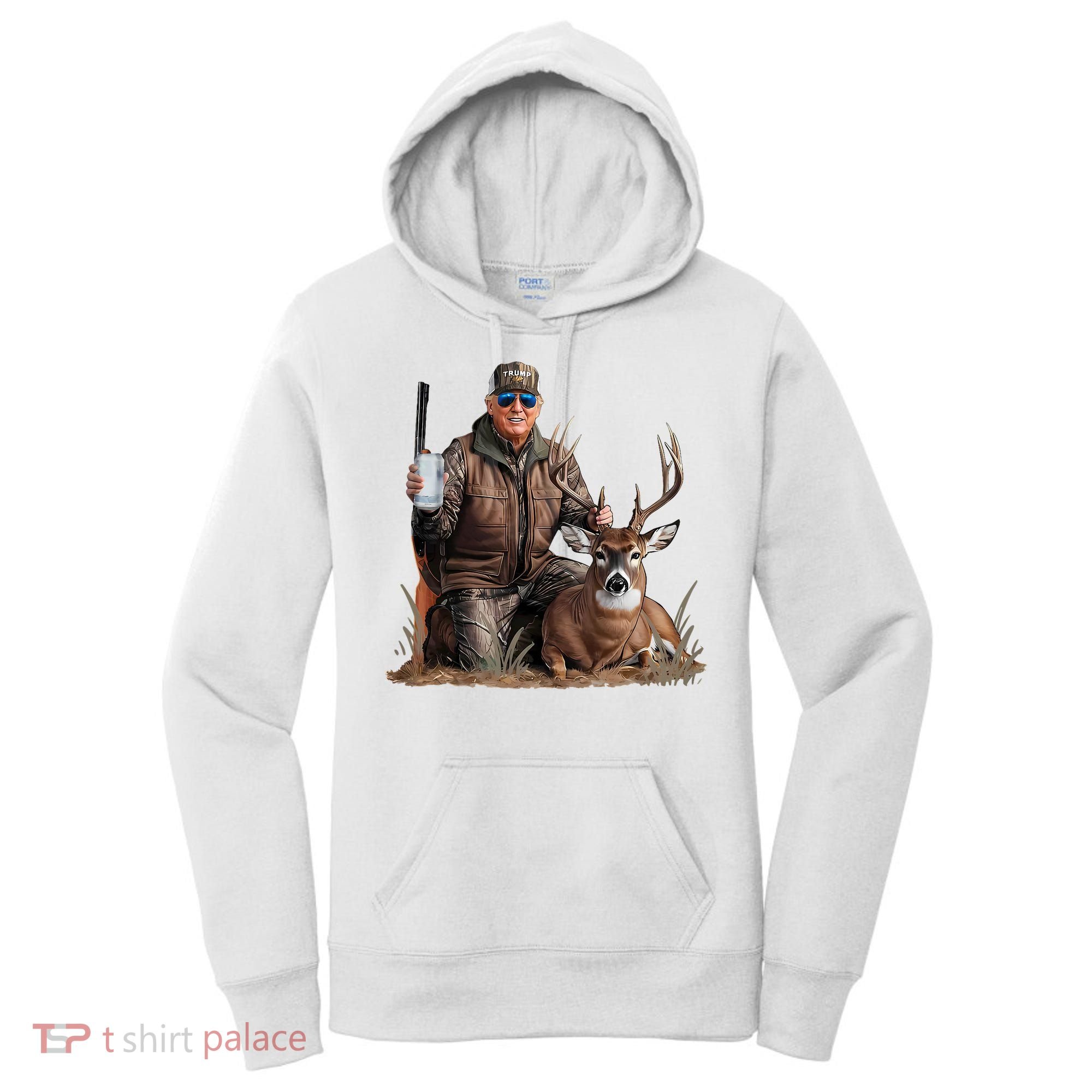 Trump Deer Hunting Donald Trump Old School Camouflage Women's Hoodie