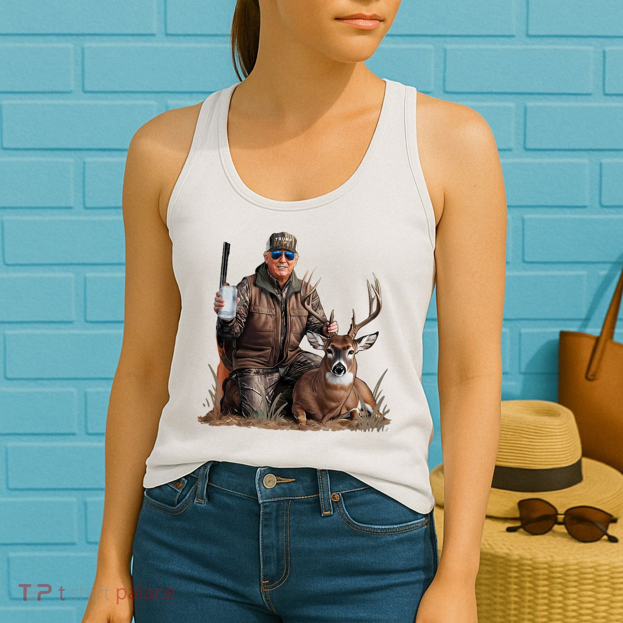 Trump Deer Hunting Donald Trump Old School Camouflage Women's Tank Top