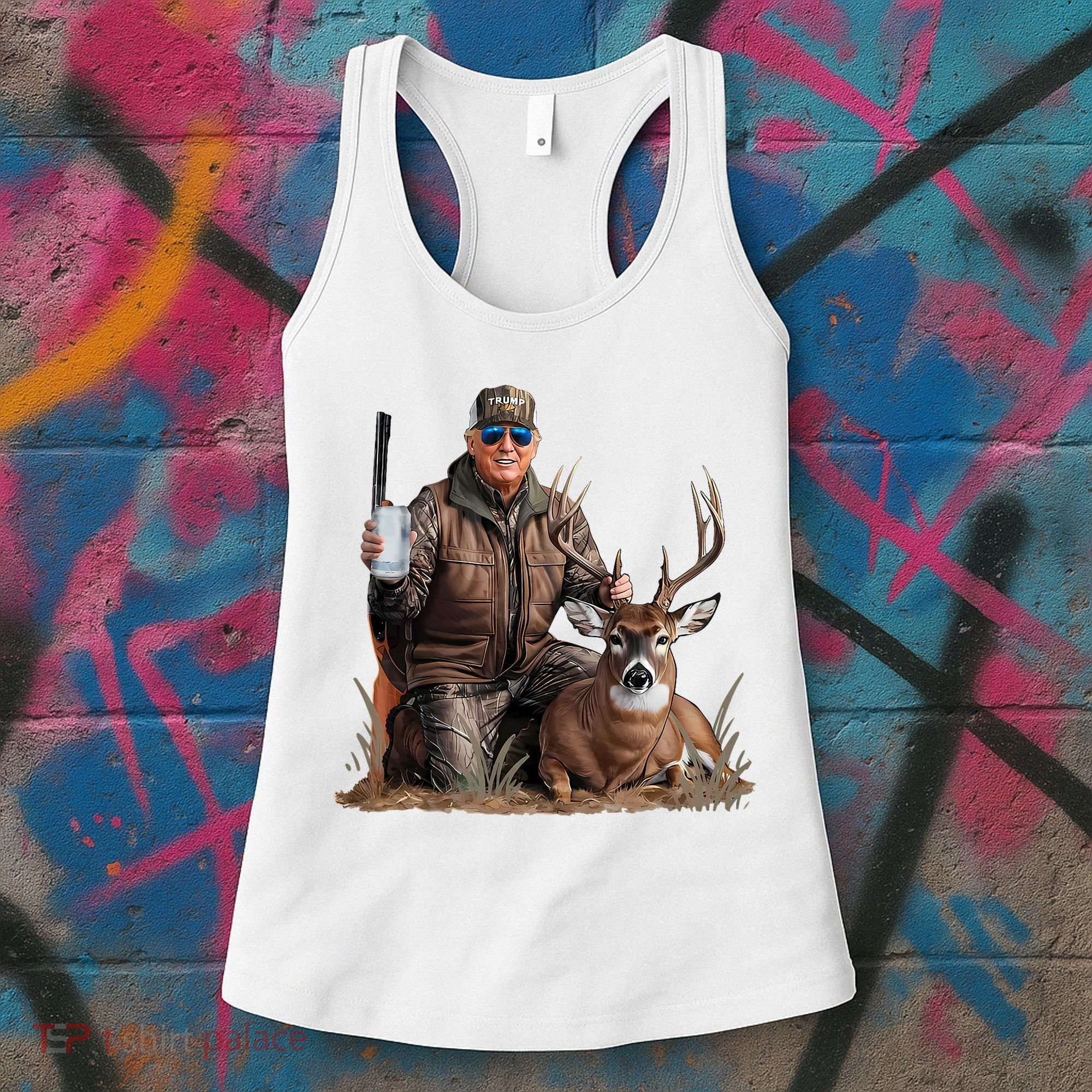 Trump Deer Hunting Donald Trump Old School Camouflage Women's Tank Top