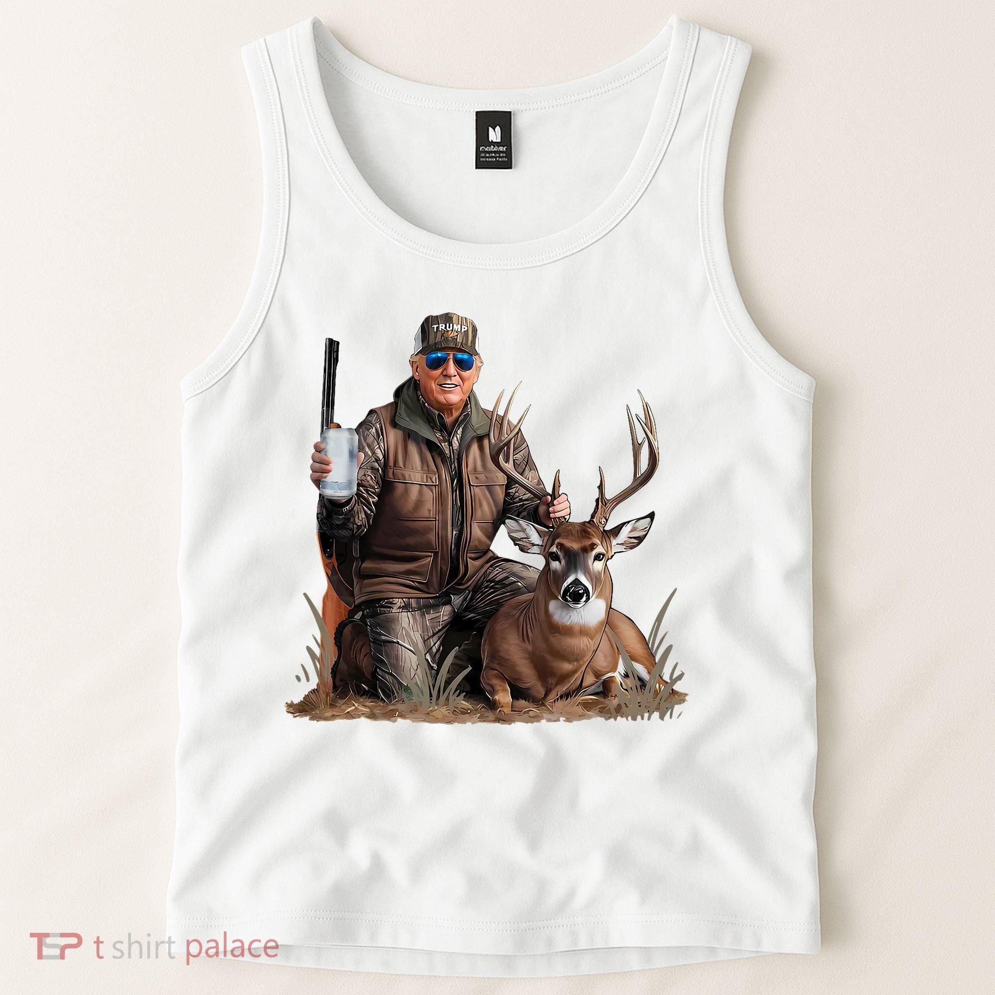 Trump Deer Hunting Donald Trump Old School Camouflage Tank Top