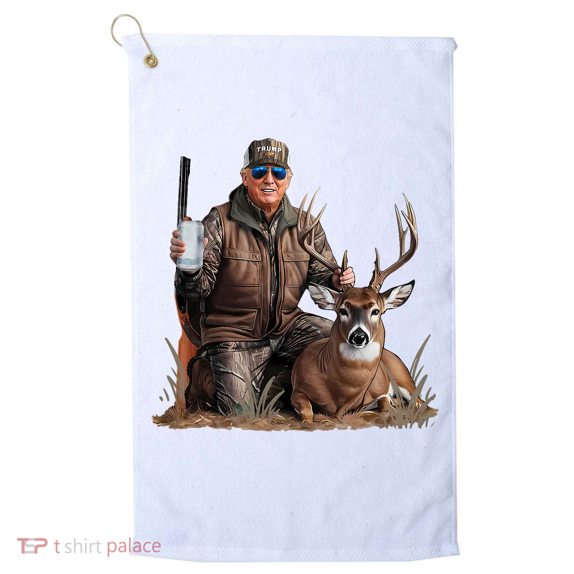 Trump Deer Hunting Donald Trump Old School Camouflage Golf Towel