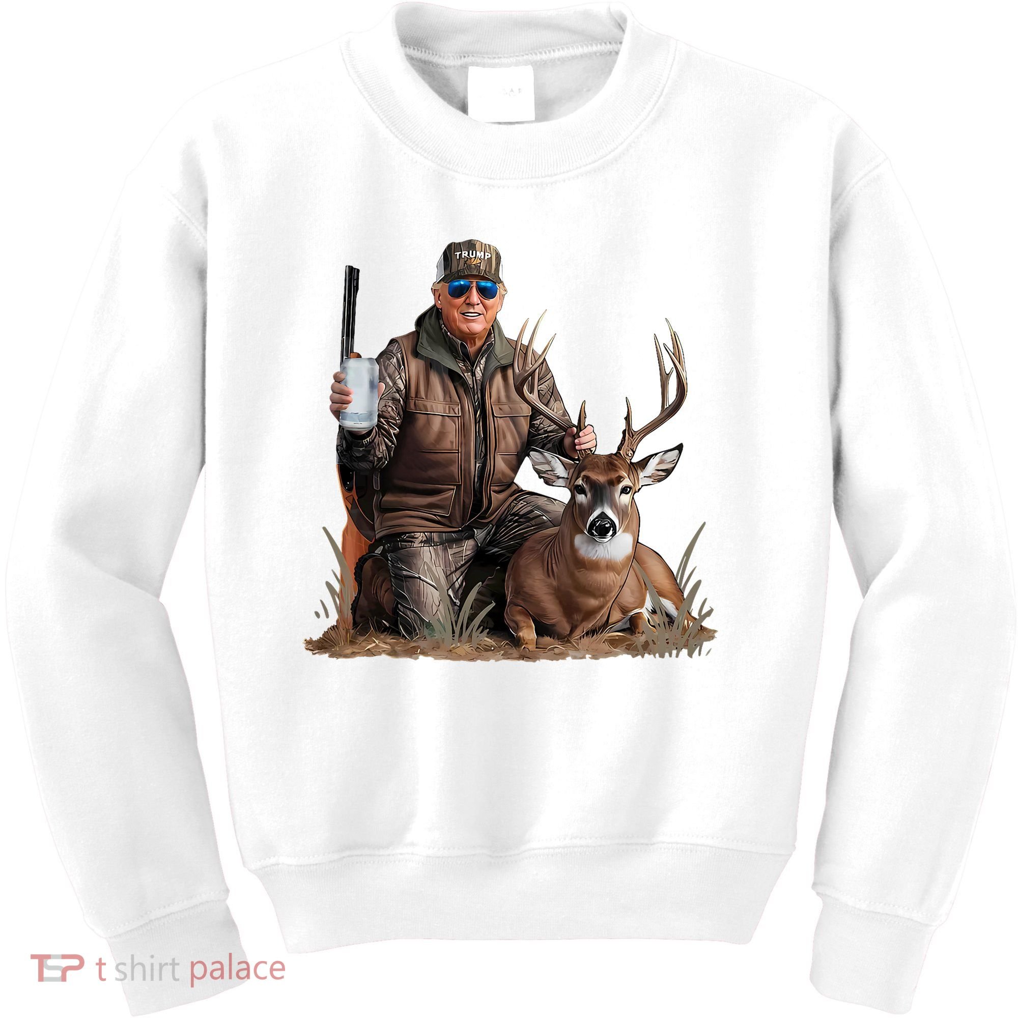Trump Deer Hunting Donald Trump Old School Camouflage Kids Sweatshirt
