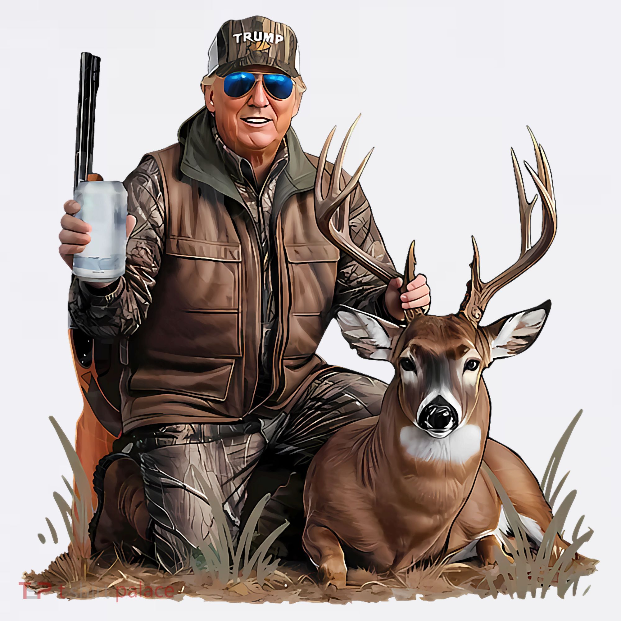 Trump Deer Hunting Donald Trump Old School Camouflage Kids Sweatshirt