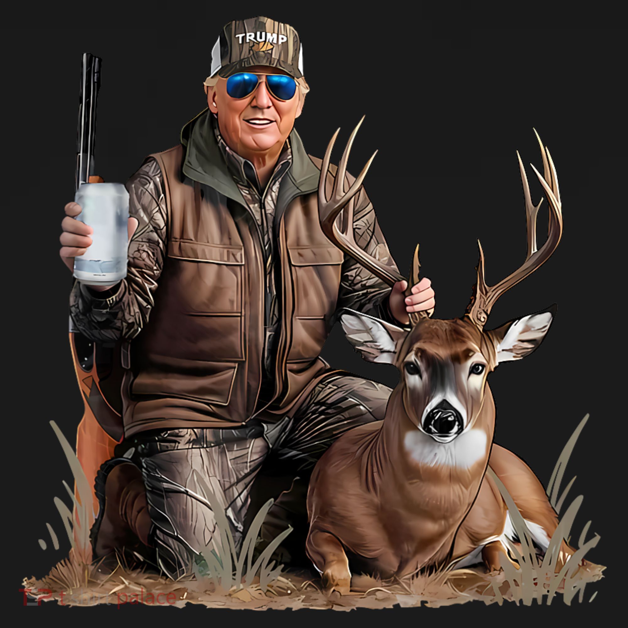 Trump Deer Hunting Donald Trump Old School Camouflage Women's Hoodie