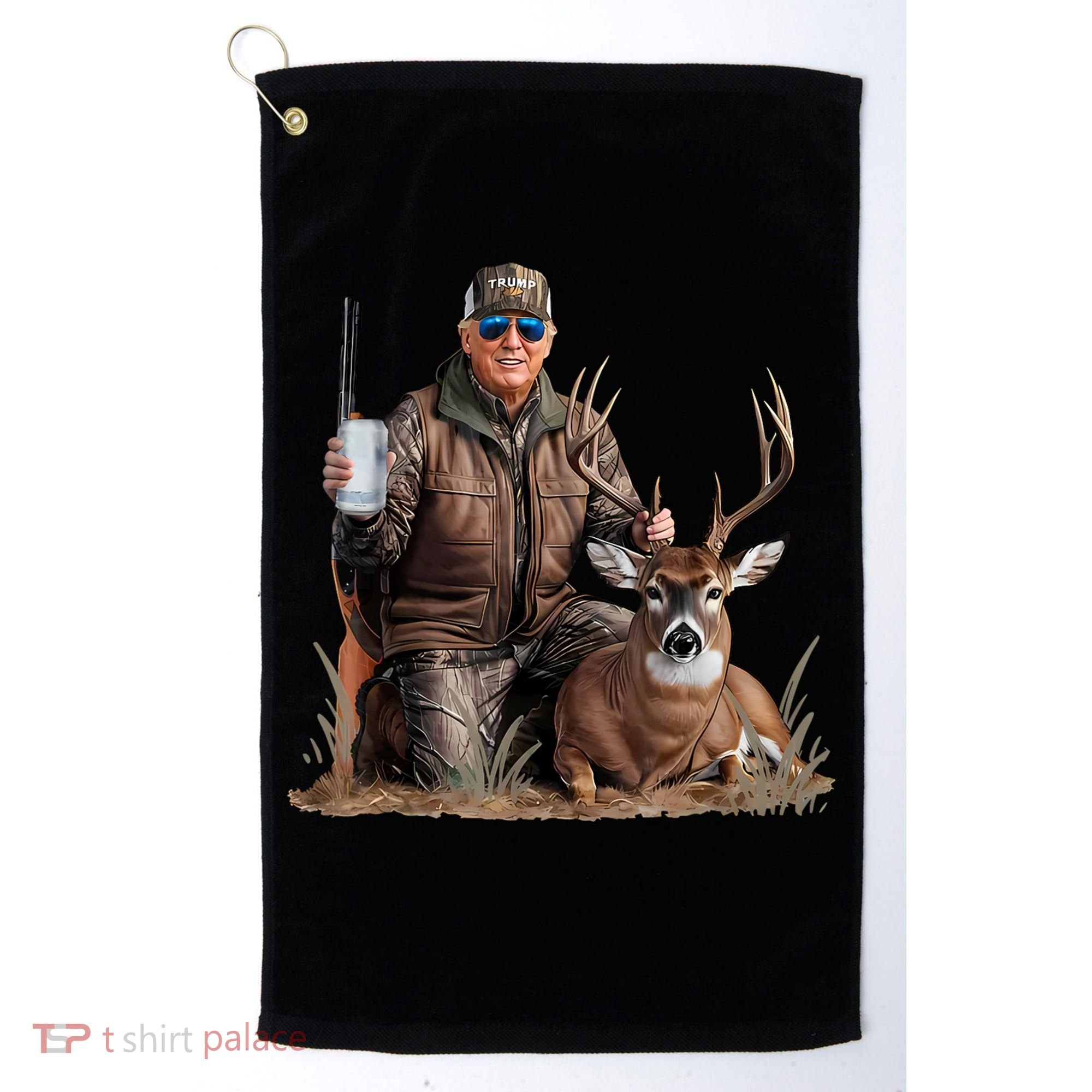 Trump Deer Hunting Donald Trump Old School Camouflage Golf Towel