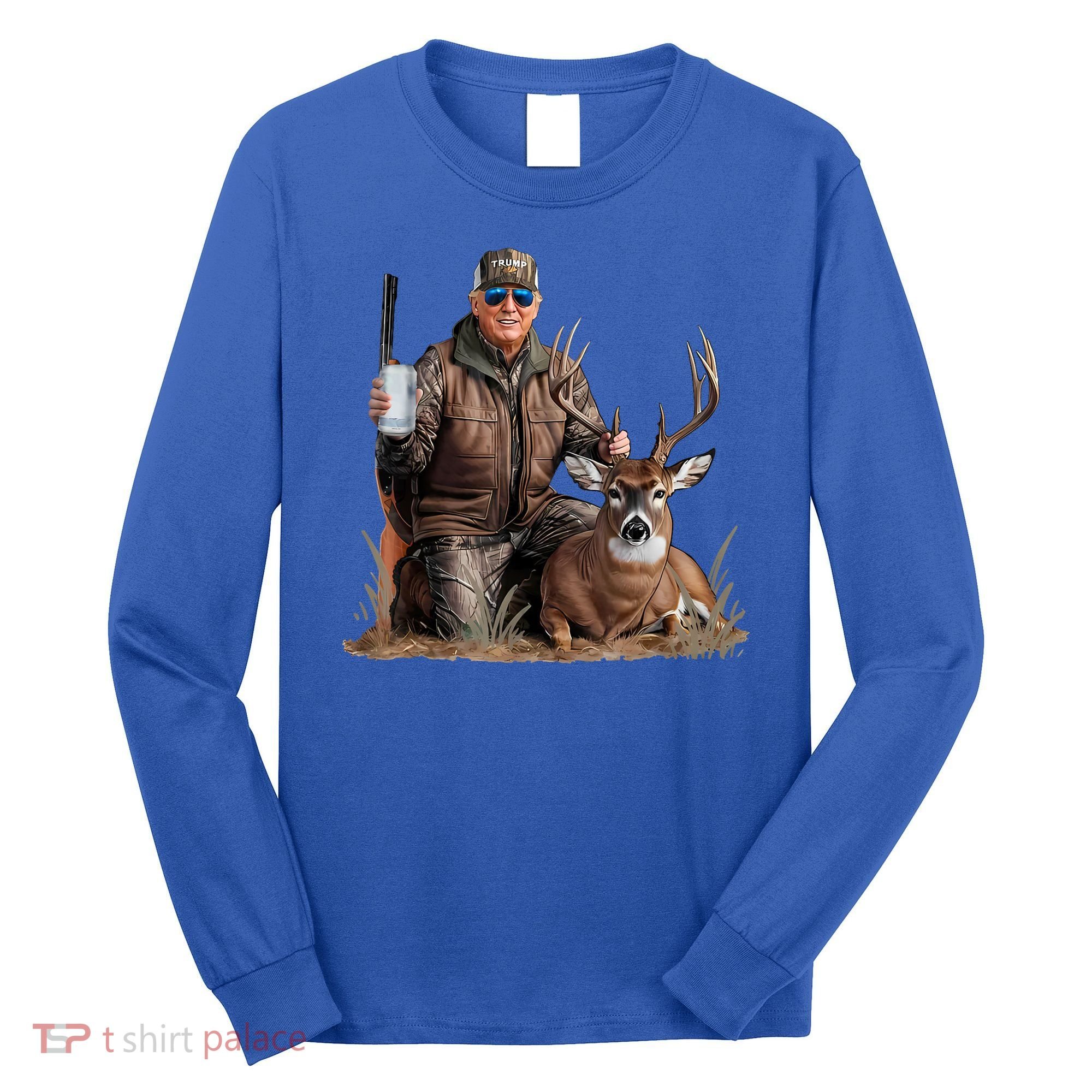 Trump Deer Hunting Donald Trump Old School Camouflage Long Sleeve Shirt