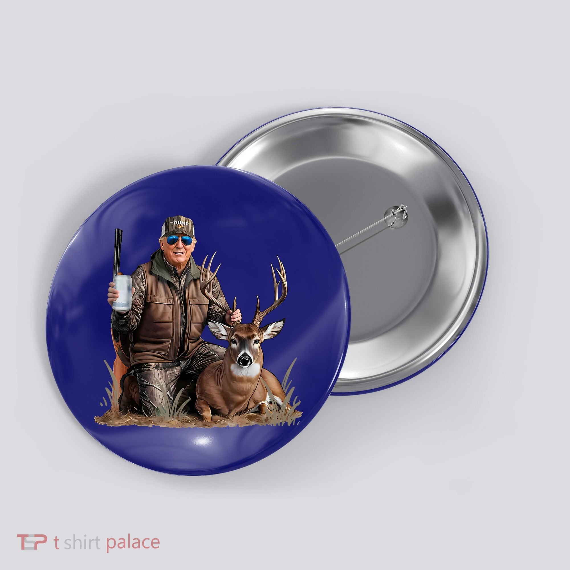 Trump Deer Hunting Donald Trump Old School Camouflage Button