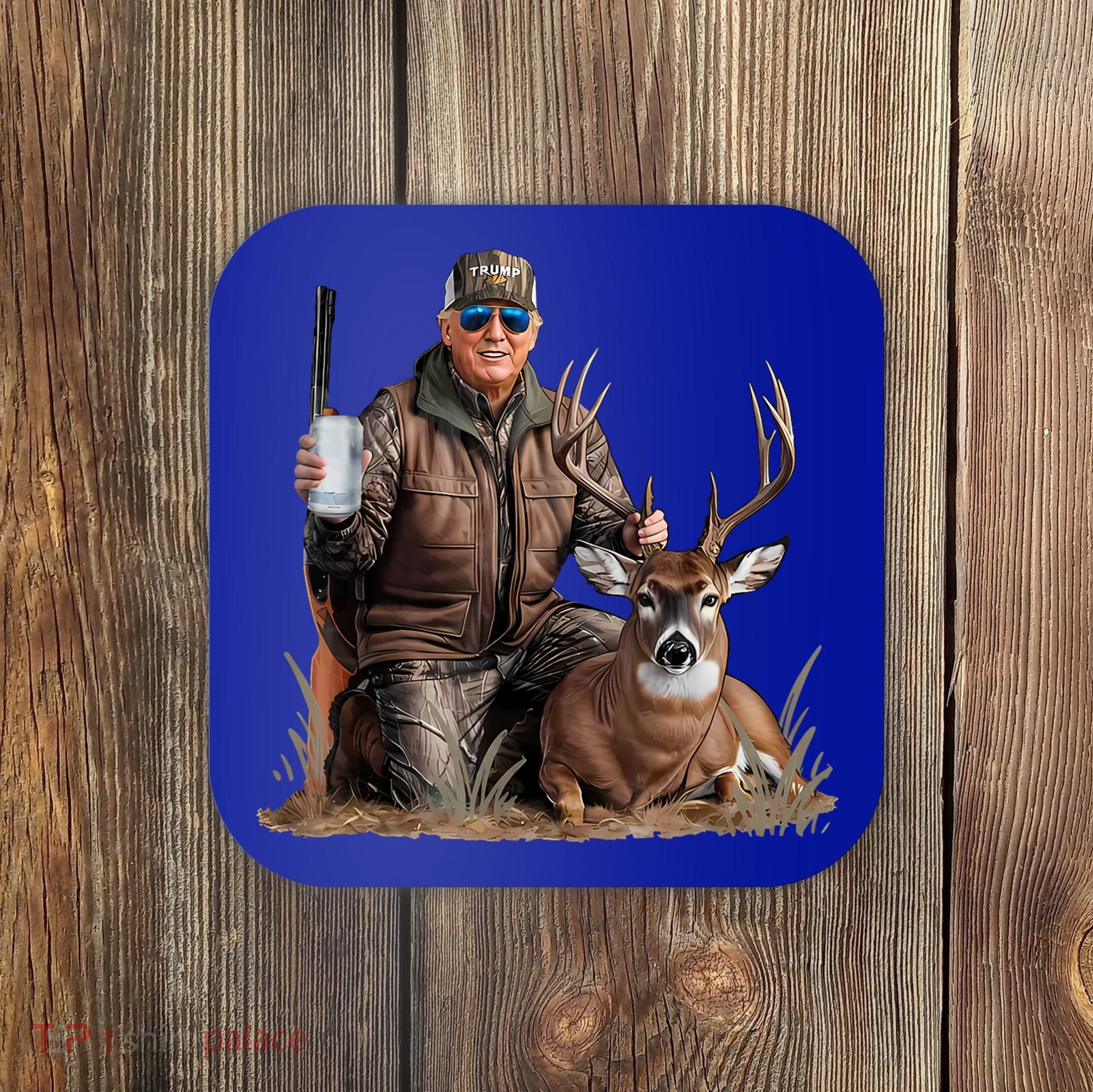 Trump Deer Hunting Donald Trump Old School Camouflage Coaster