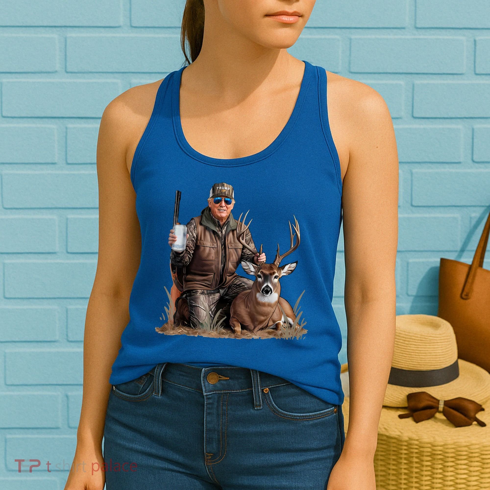 Trump Deer Hunting Donald Trump Old School Camouflage Women's Tank Top