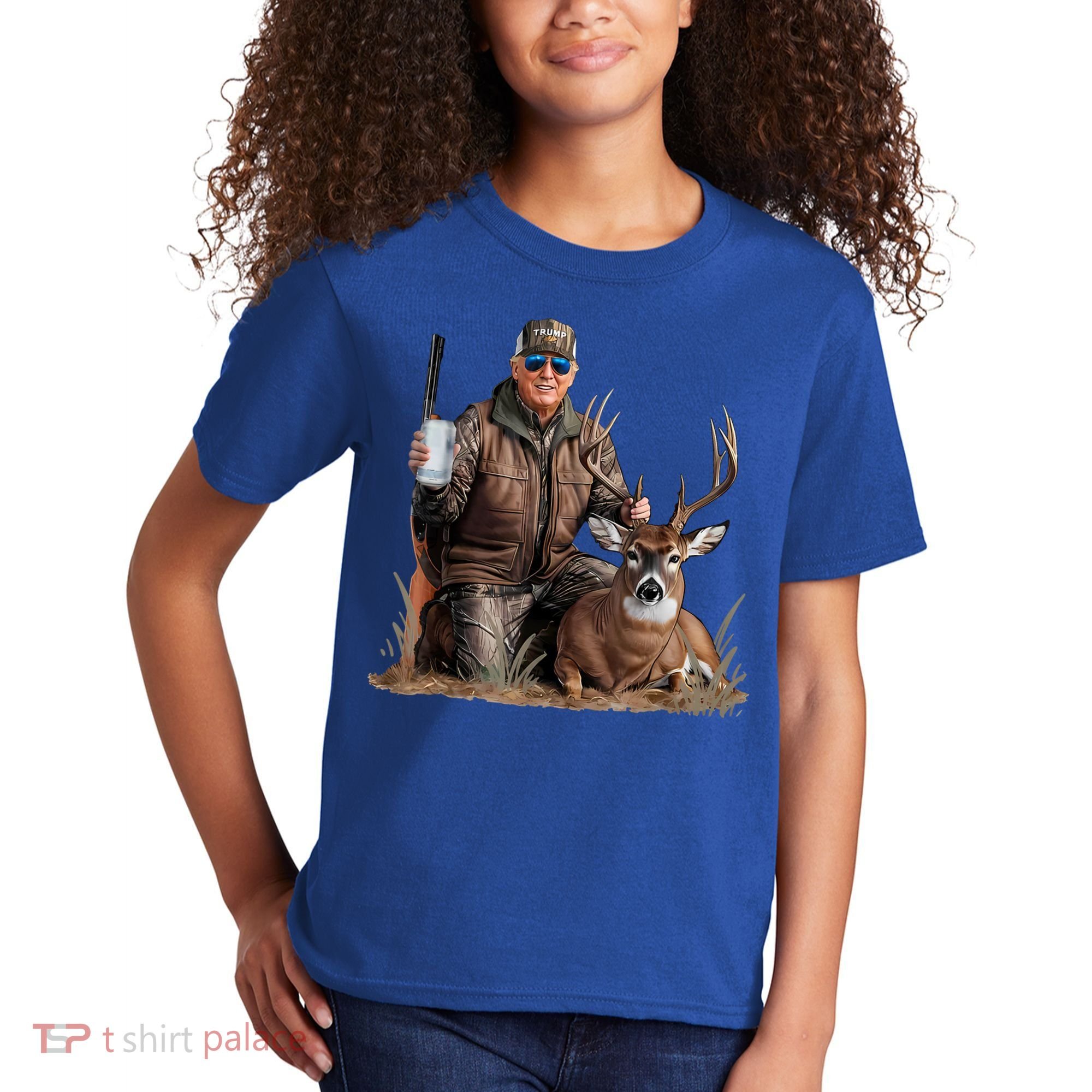 Trump Deer Hunting Donald Trump Old School Camouflage Kids T-Shirt