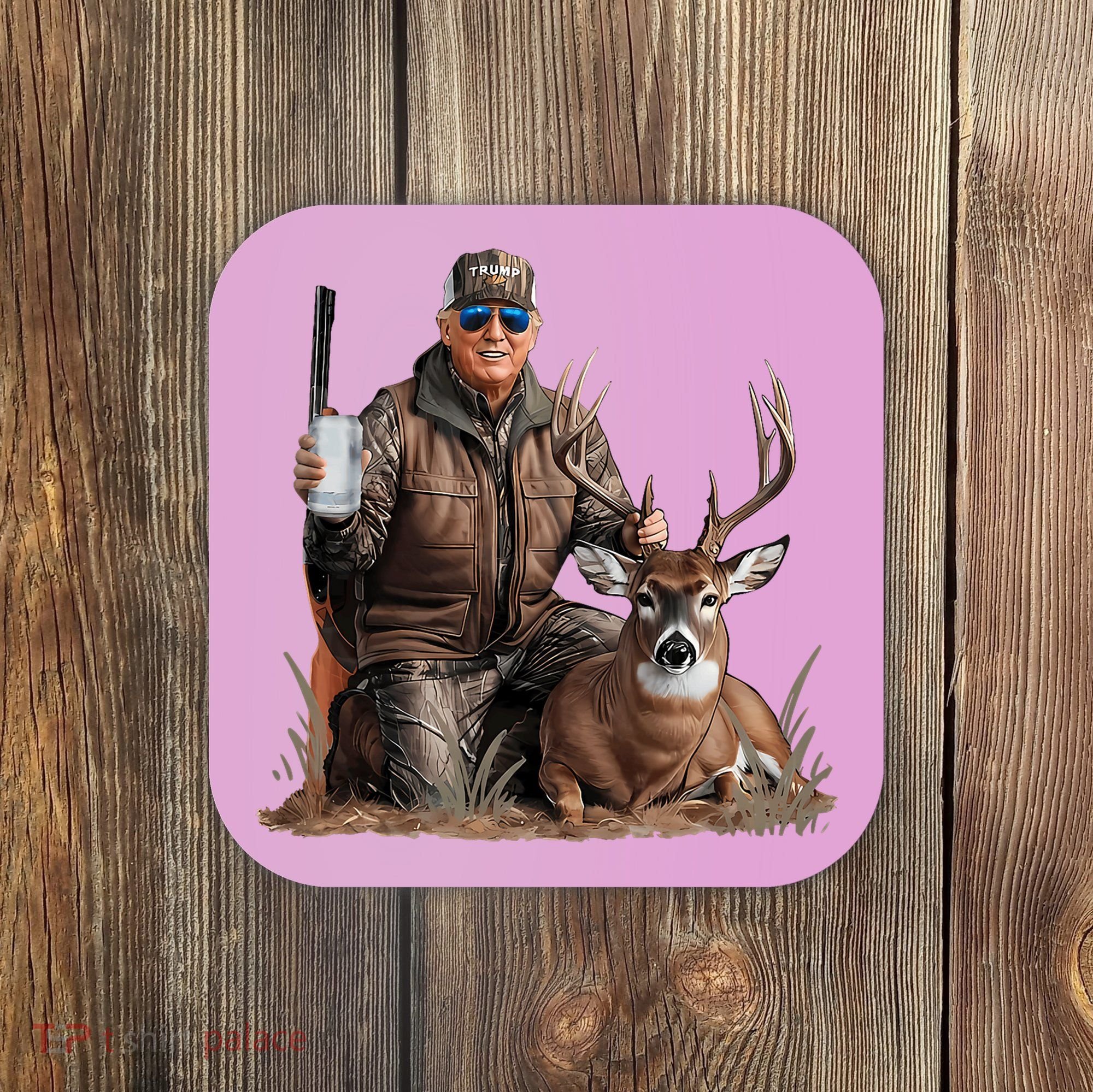 Trump Deer Hunting Donald Trump Old School Camouflage Coaster