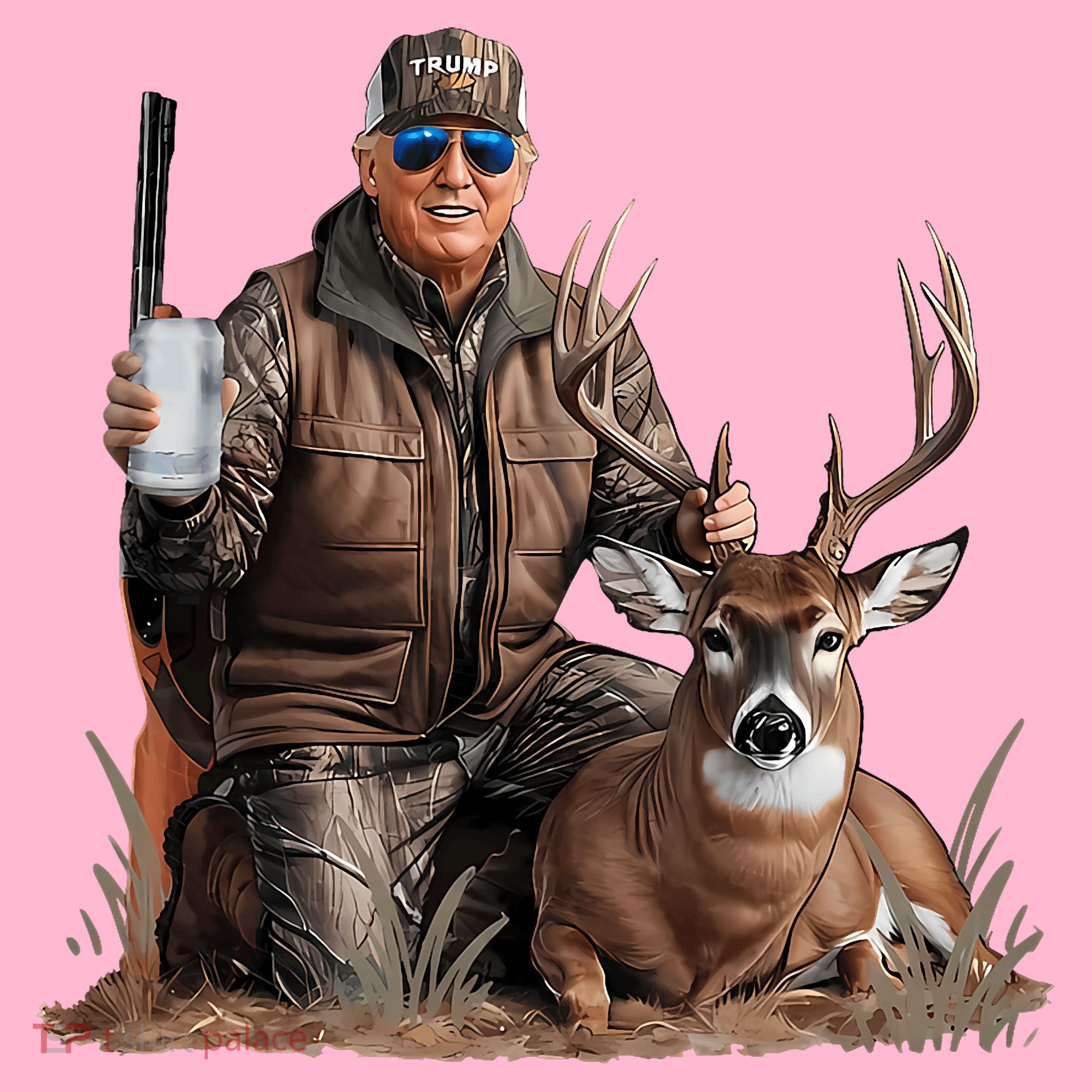 Trump Deer Hunting Donald Trump Old School Camouflage Coaster