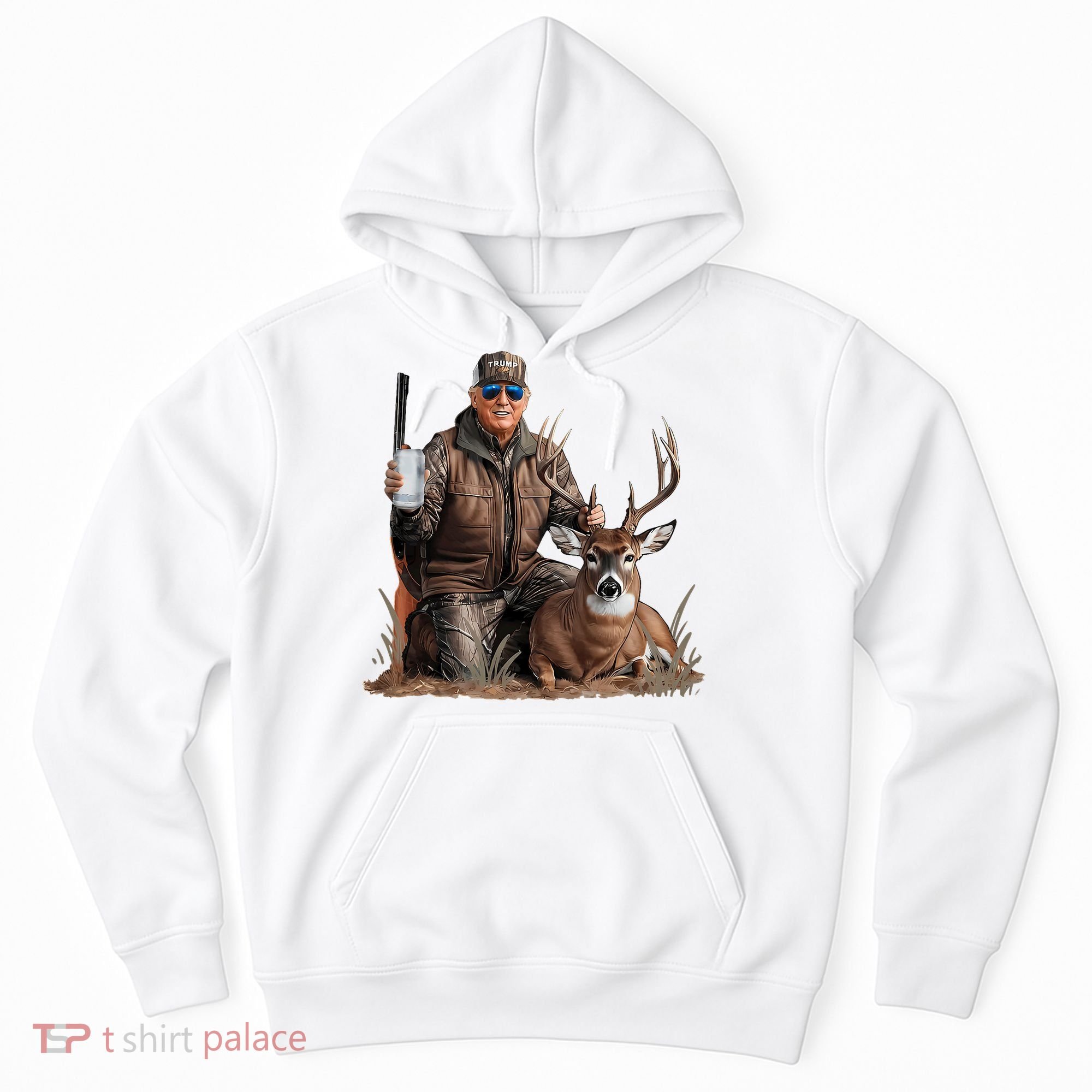 Trump Deer Hunting Donald Trump Old School Camouflage Hoodie