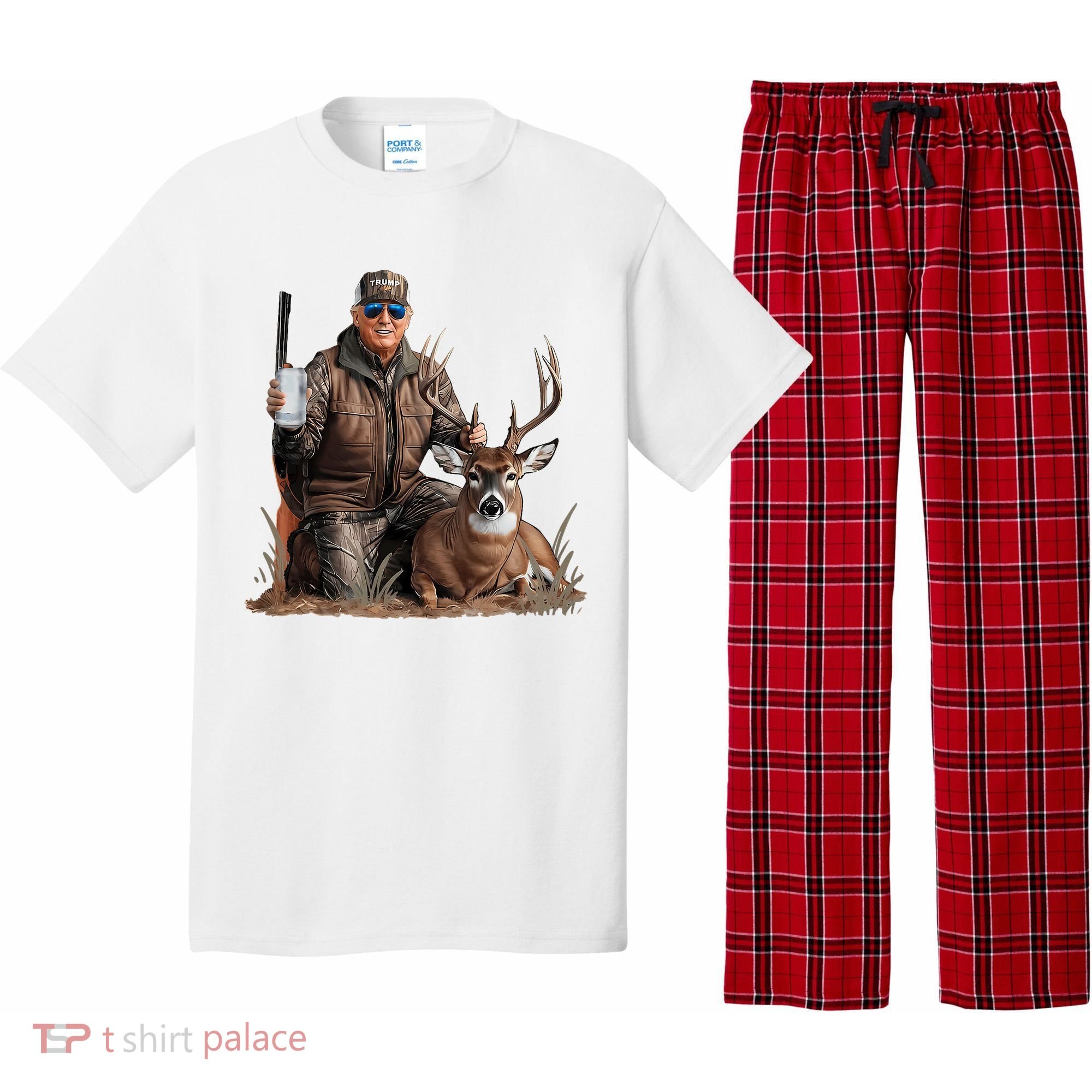 Trump Deer Hunting Donald Trump Old School Camouflage Pajama Set