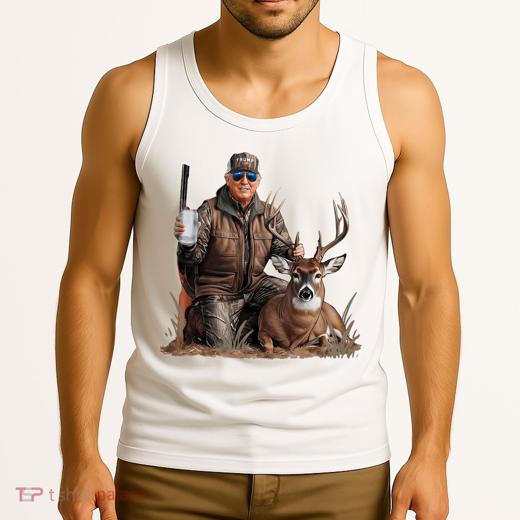 Trump Deer Hunting Donald Trump Old School Camouflage Tank Top