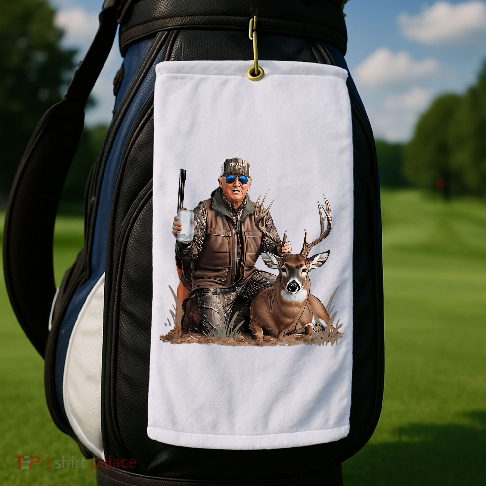 Trump Deer Hunting Donald Trump Old School Camouflage Golf Towel