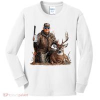 Trump Deer Hunting Donald Trump Old School Camouflage Kids Long Sleeve Shirt thumb 0
