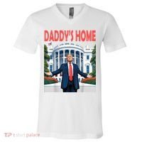 Trump Daddys Home White House V-Neck T-Shirt thumb 0