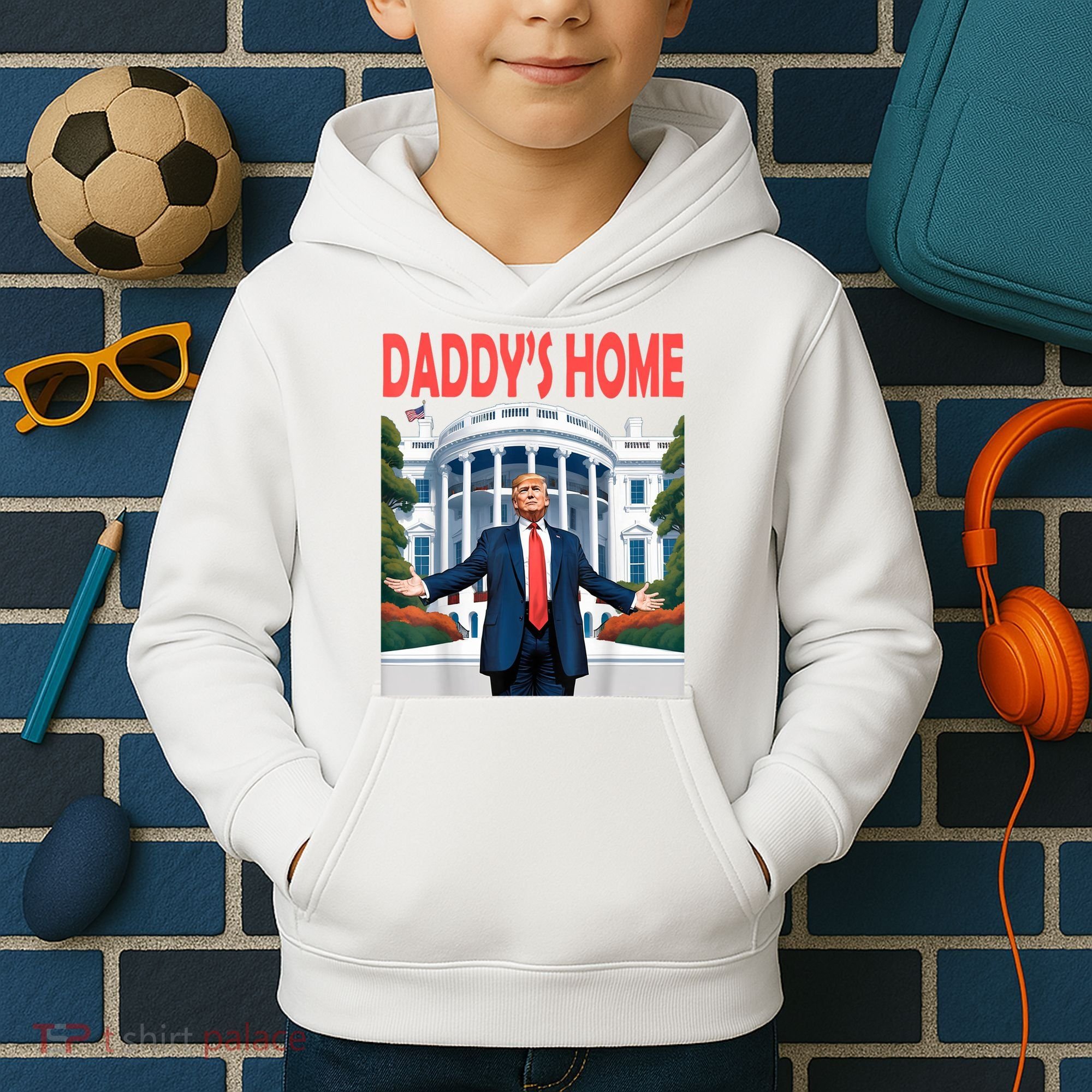 Trump Daddys Home White House Kids Hoodie