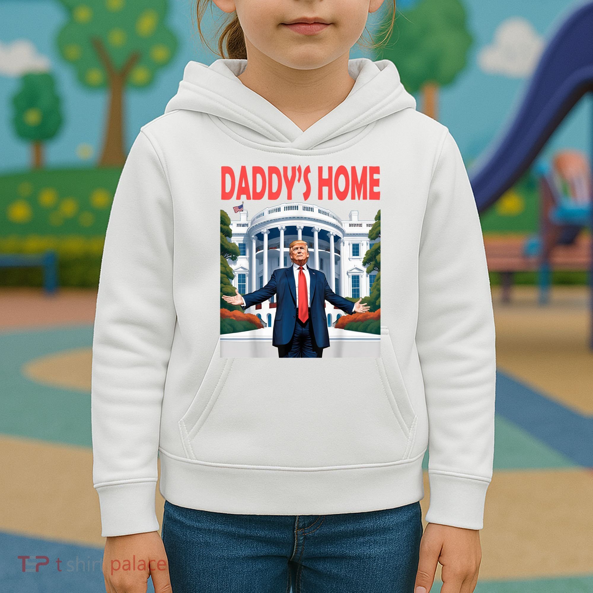 Trump Daddys Home White House Kids Hoodie