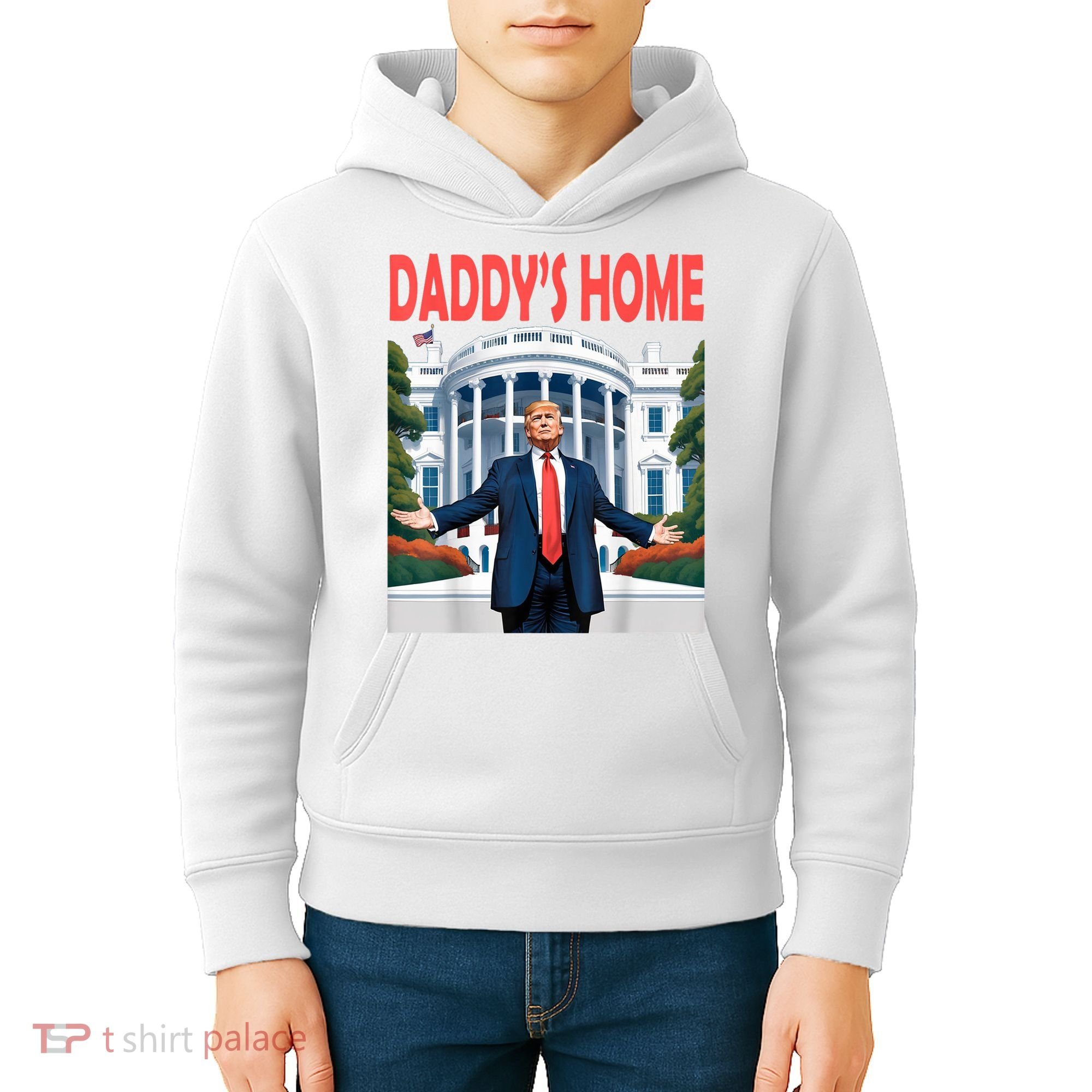 Trump Daddys Home White House Kids Hoodie