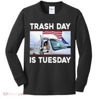 Trash Day Is Tuesday Trump Garbage Truck Love America Kids Long Sleeve Shirt thumb 0