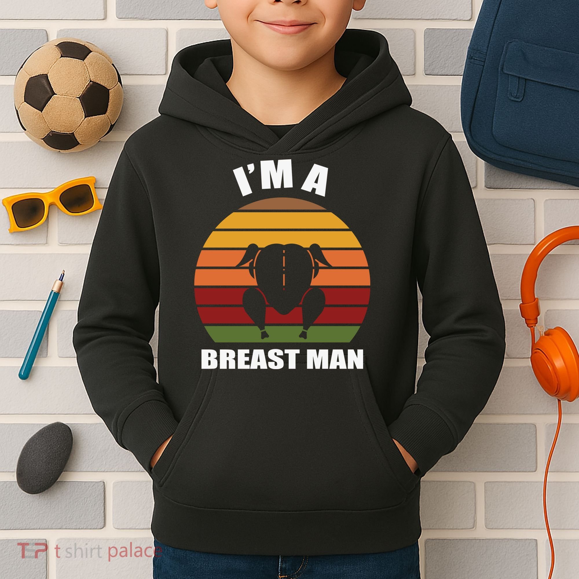 Thanksgiving Day I’m A Breast Man Turkey Kids Hoodie