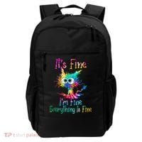 Tie Dye It's Fine I'm Fine Everything Is Fine Funny Cat Backpack thumb 0