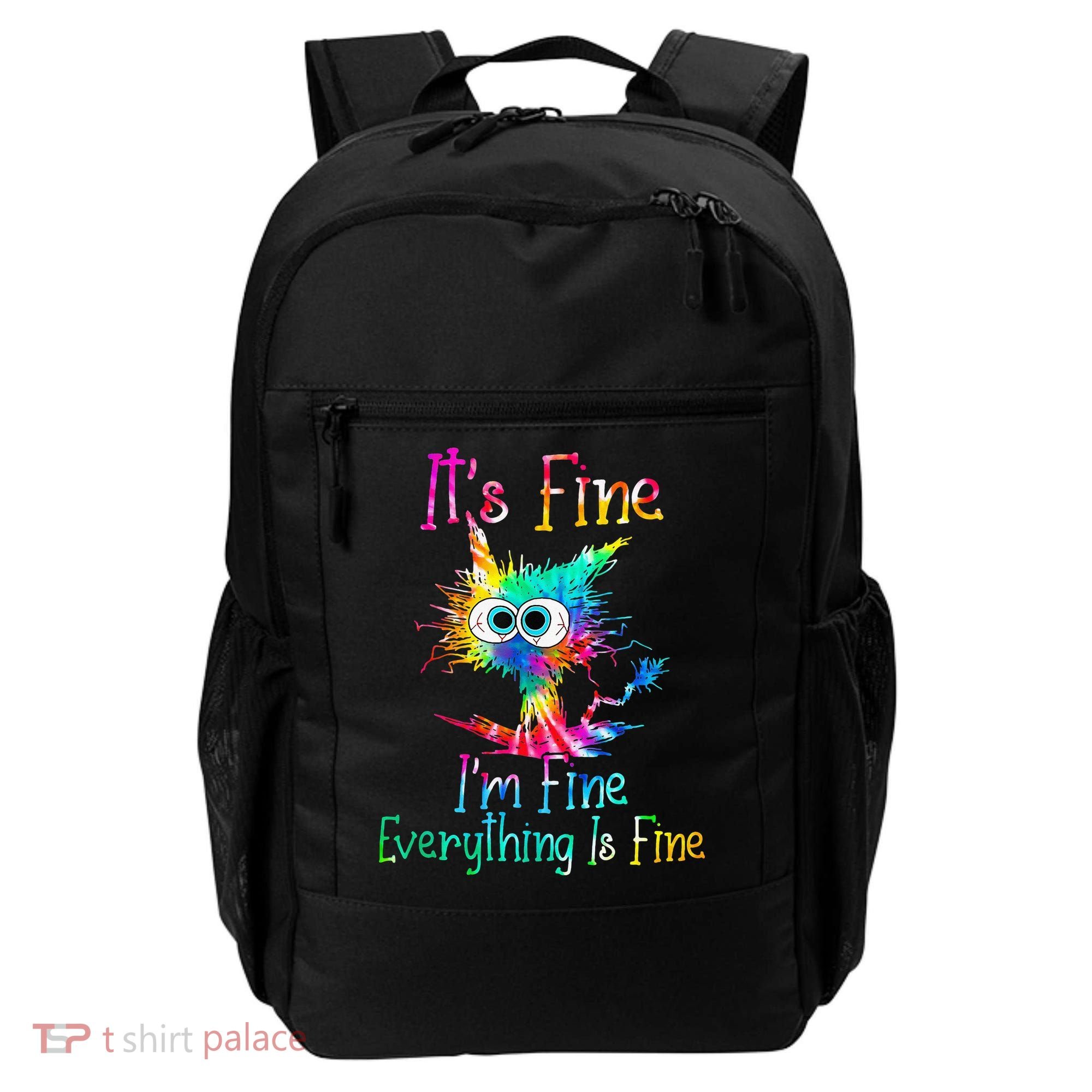 Tie Dye It's Fine I'm Fine Everything Is Fine Funny Cat Backpack
