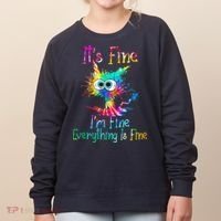 Tie Dye It's Fine I'm Fine Everything Is Fine Funny Cat Women's Sweatshirt thumb 0