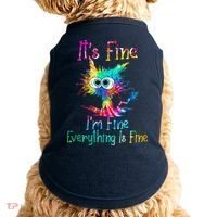 Tie Dye It's Fine I'm Fine Everything Is Fine Funny Cat Doggie Tank thumb 0