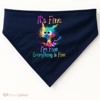 Tie Dye It's Fine I'm Fine Everything Is Fine Funny Cat USA-Made Doggie Bandana thumb 0
