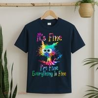 Tie Dye It's Fine I'm Fine Everything Is Fine Funny Cat T-Shirt thumb 2