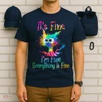 Tie Dye It's Fine I'm Fine Everything Is Fine Funny Cat T-Shirt thumb 6